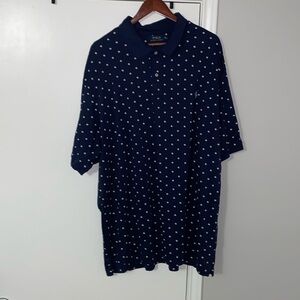 Ralph Lauren navy tan polkadot shirt